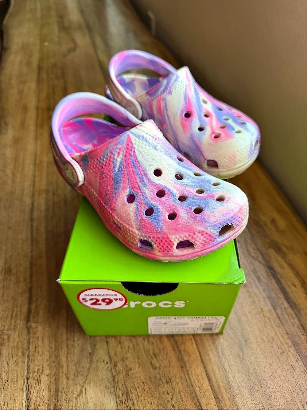 Crocs Classic Glow Marbled Clog Kids Tie-Dye Pink & Purple